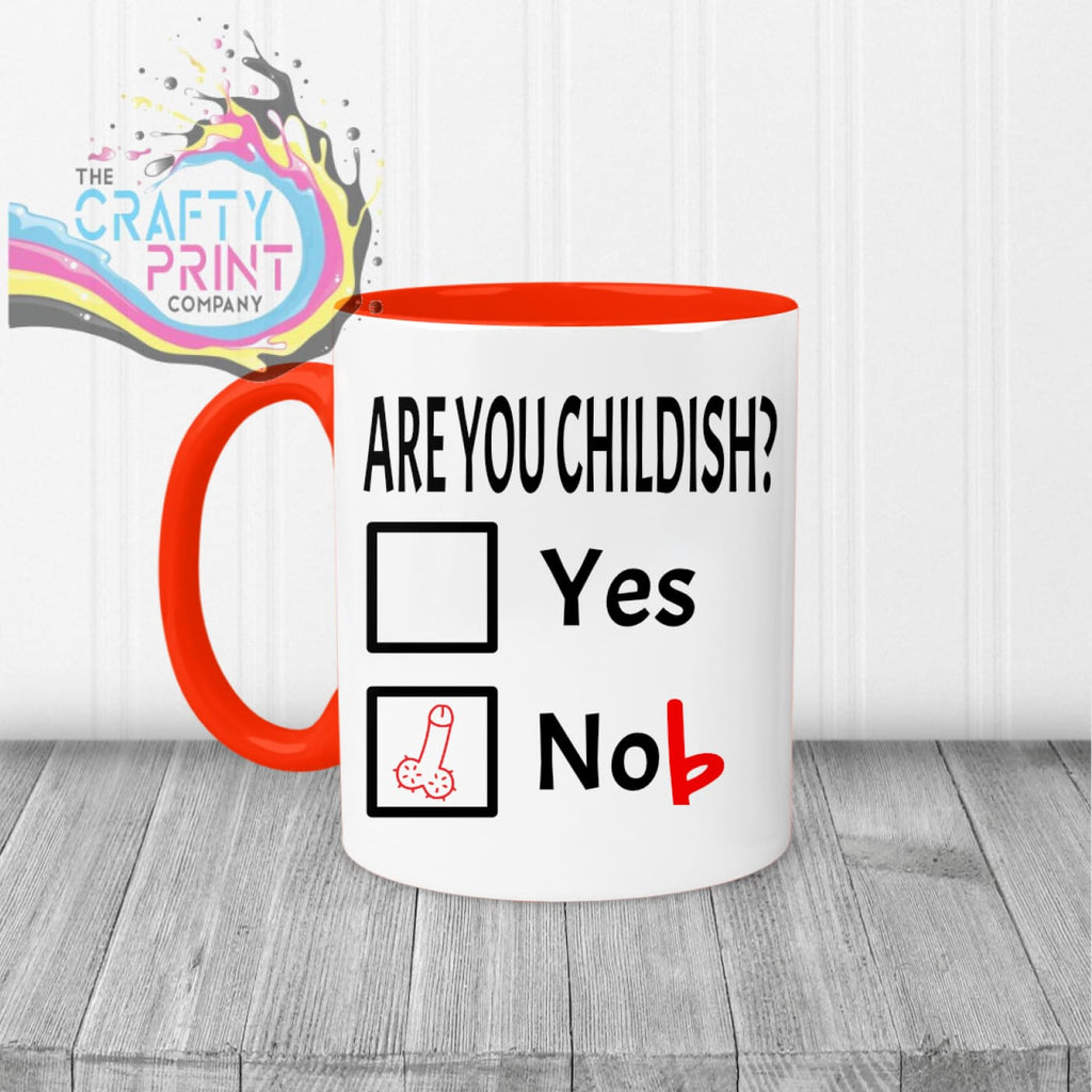 Are you Childish? Mug - Red Handle & Inner - Mugs