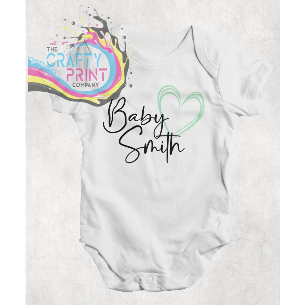 Baby Surname Bodysuit / Vest - Mint Green - One-Pieces