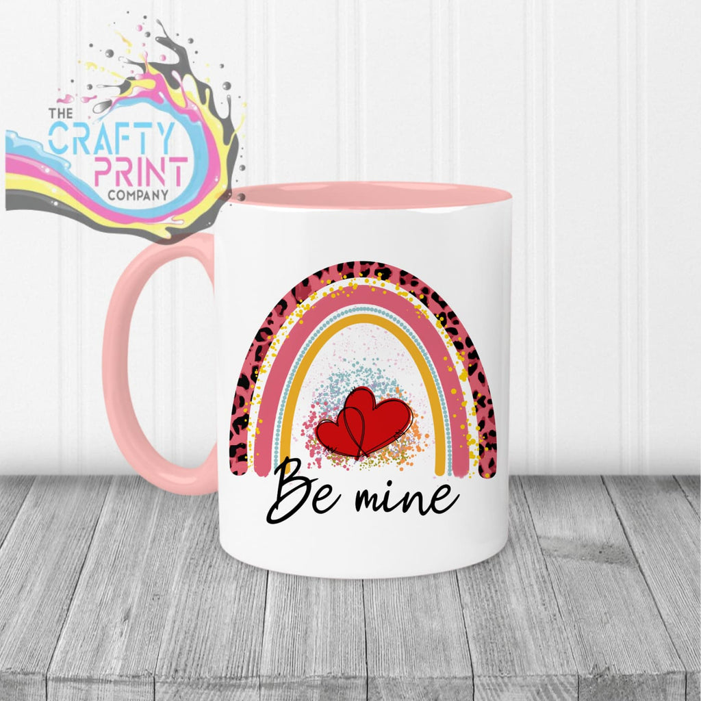 Be Mine Rainbow Mug - Pink Handle & Inner - Mugs