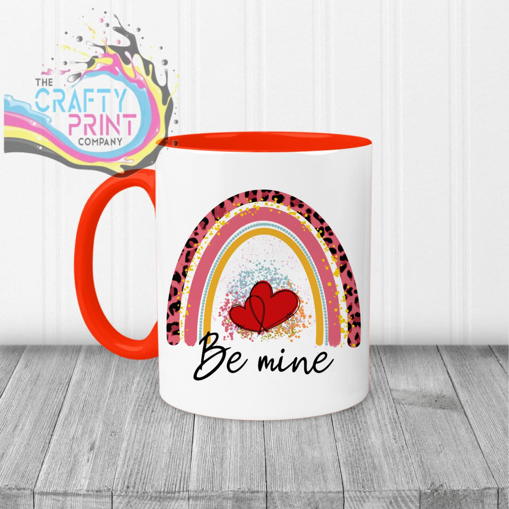 Be Mine Rainbow Mug - Red Handle & Inner - Mugs