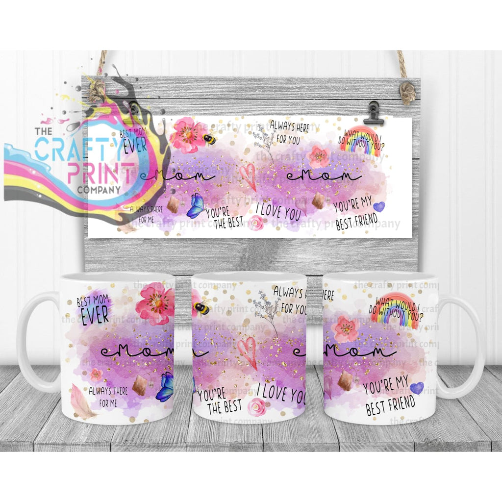 Best Mom Watercolour Rainbow Mug - White Handle & Inner