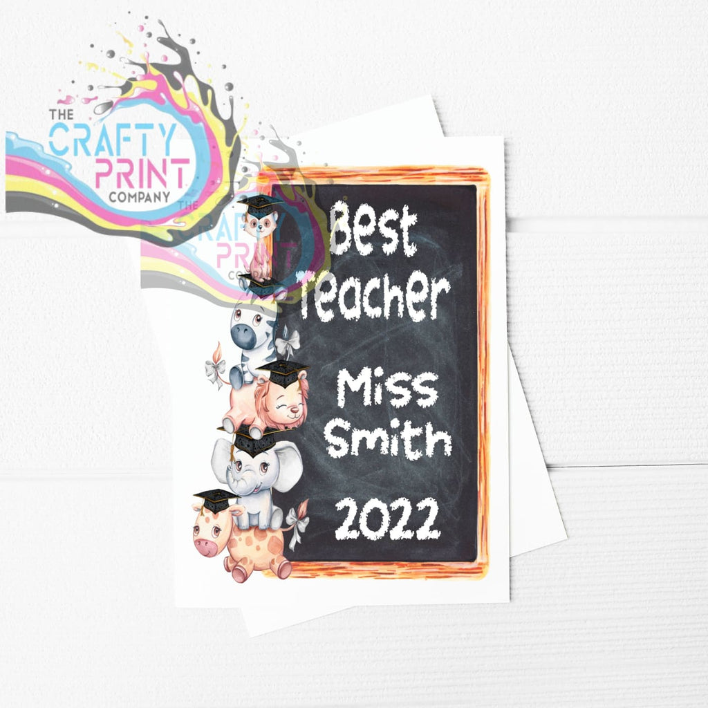 Best Teacher Animal Stack A5 Card & Envelope - Grey