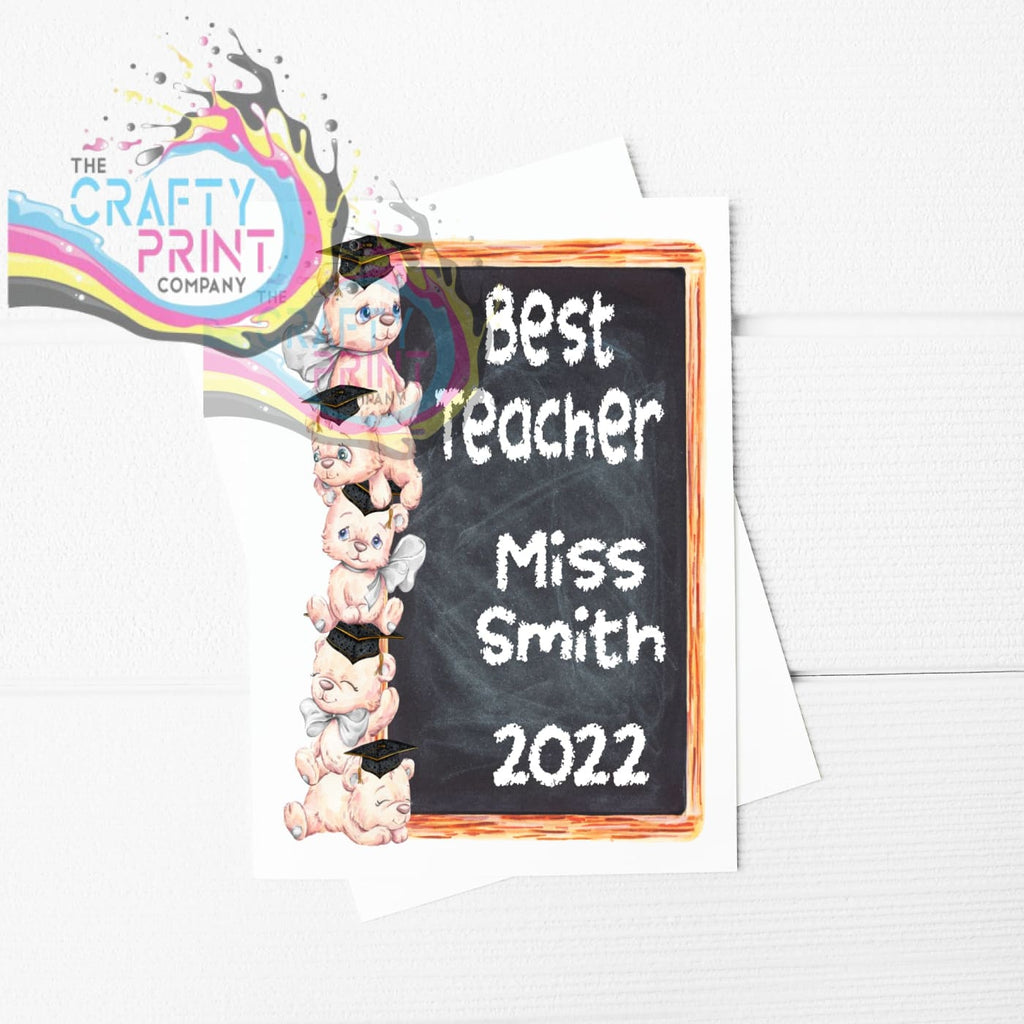 Best Teacher Bear Stack A5 Card & Envelope - Grey