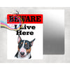 Beware Bull Terrier V2 Lives Here Aluminium Gate Sign