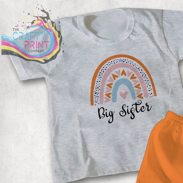 Big Sister Rainbow Children’s T-shirt - Grey - Shirts & Tops