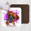 Boxer Paint Splatter Personalised Coaster - Pink - Purple