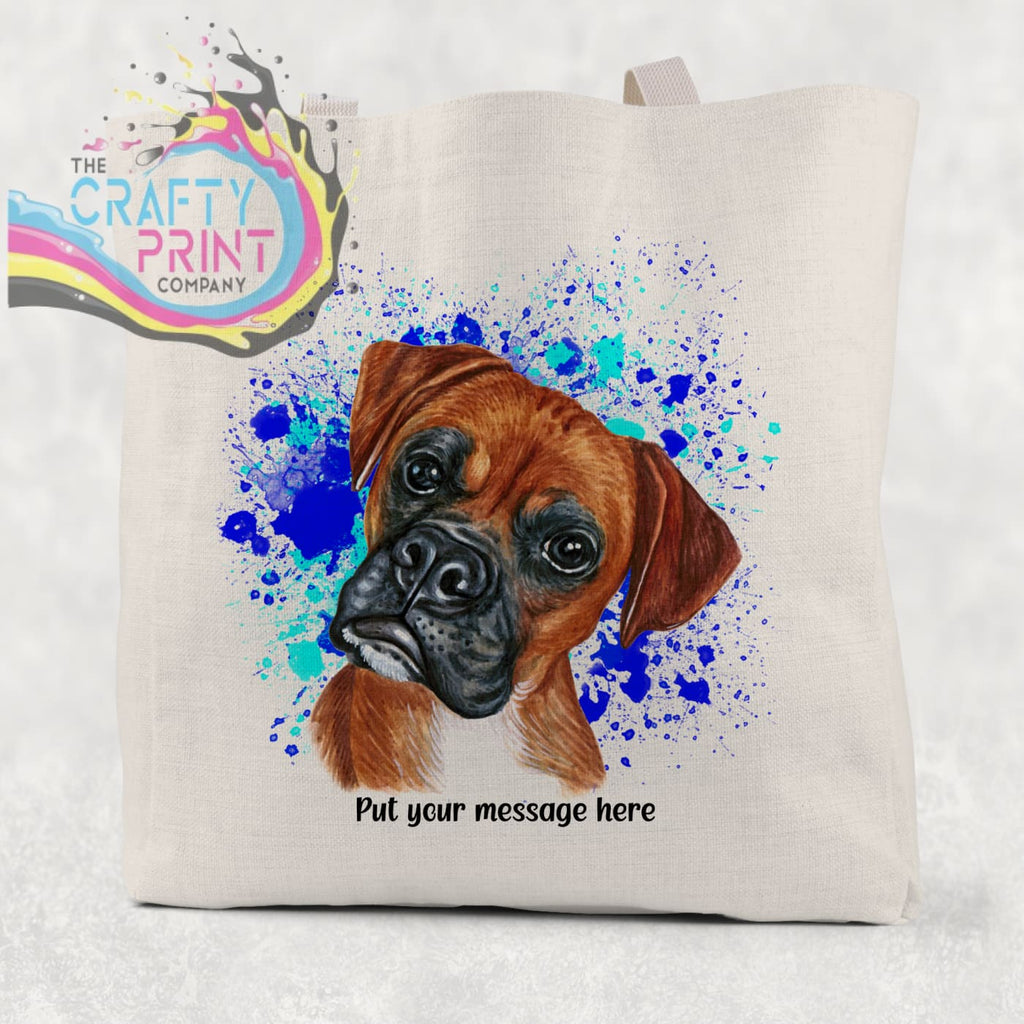 Boxer Paint Splatter Personalised Cotton Tote Bag - Blue