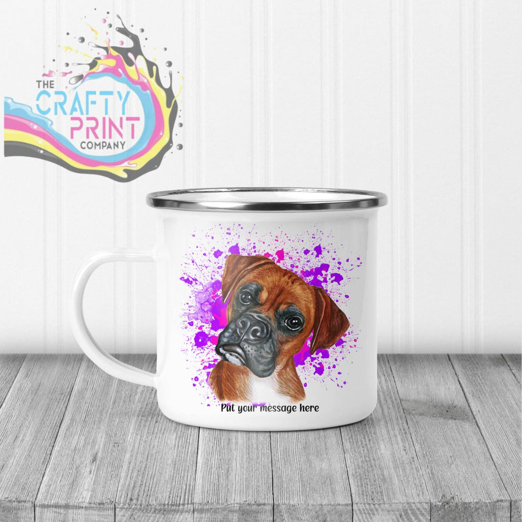 Boxer Paint Splatter Personalised Mug - Enamel / Pink