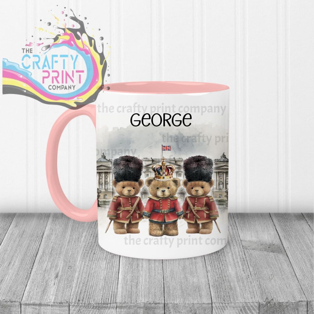 Coronation Palace Bears Personalised Mug - Pink Handle &