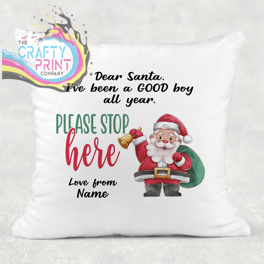 Dear Santa Please stop here Personalised Cushion - Boy