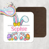 Easter Bunny Ears Feet Personalised Coaster - Pink