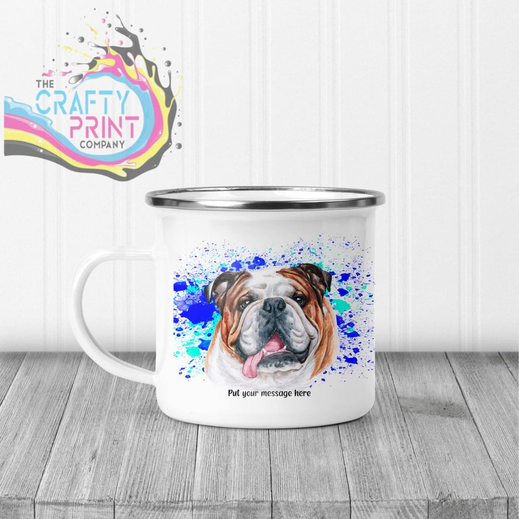 English Bulldog Paint Splatter Personalised Mug - Enamel