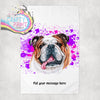 English Bulldog Paint Splatter Personalised Tea Towel