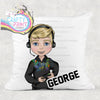 Gamer Boy Black Hoodie Personalised Cushion - Blonde Hair