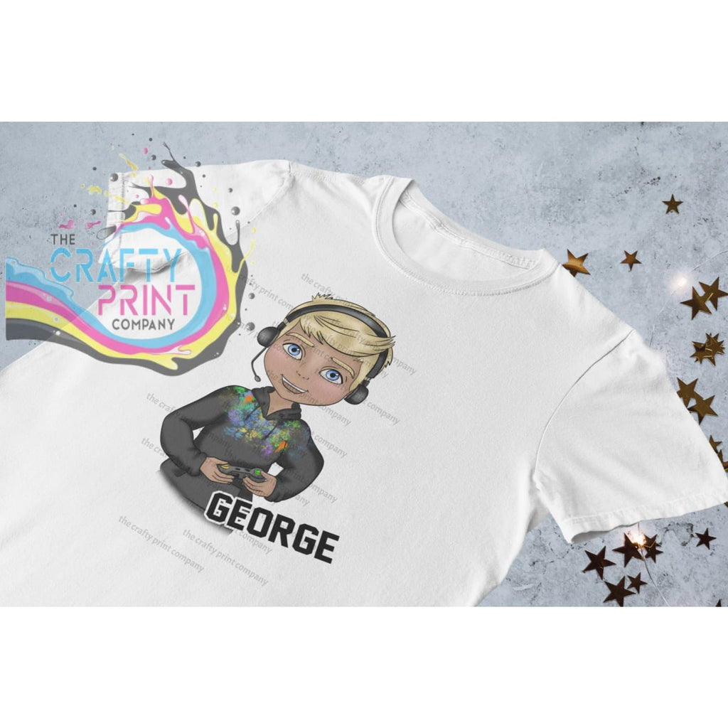 Gamer Boy Personalised Children’s T-shirt - Blonde Hair