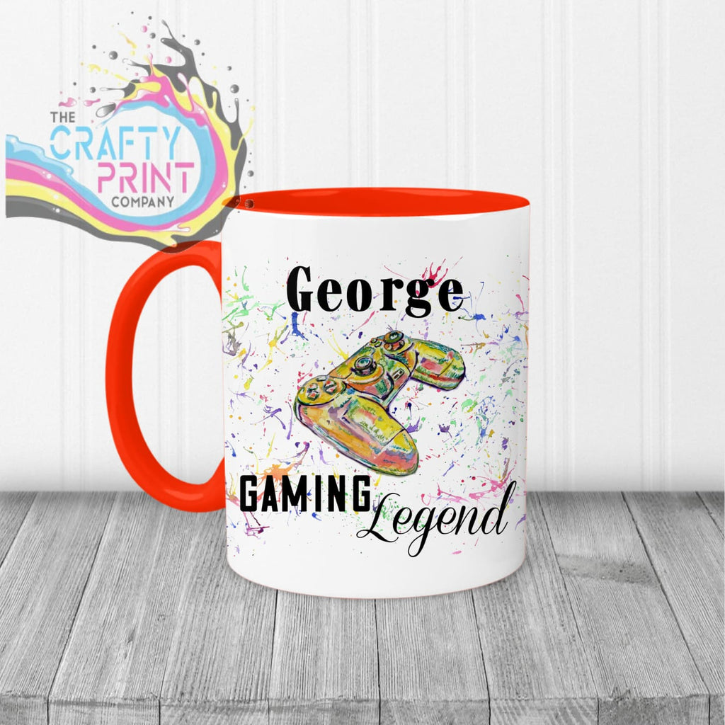 Gaming Legend Playstation Personalised Mug - Red Handle &