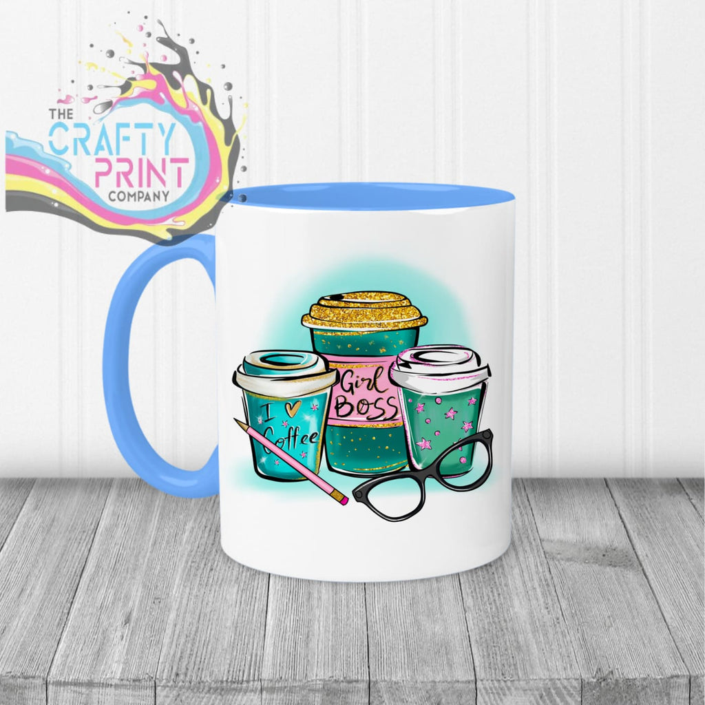 Girl Boss Mug - Blue Handle & Inner - Mugs