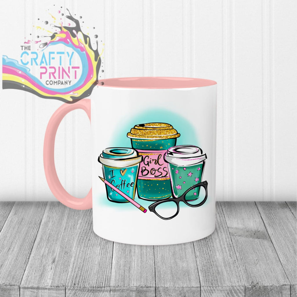 Girl Boss Mug - Pink Handle & Inner - Mugs