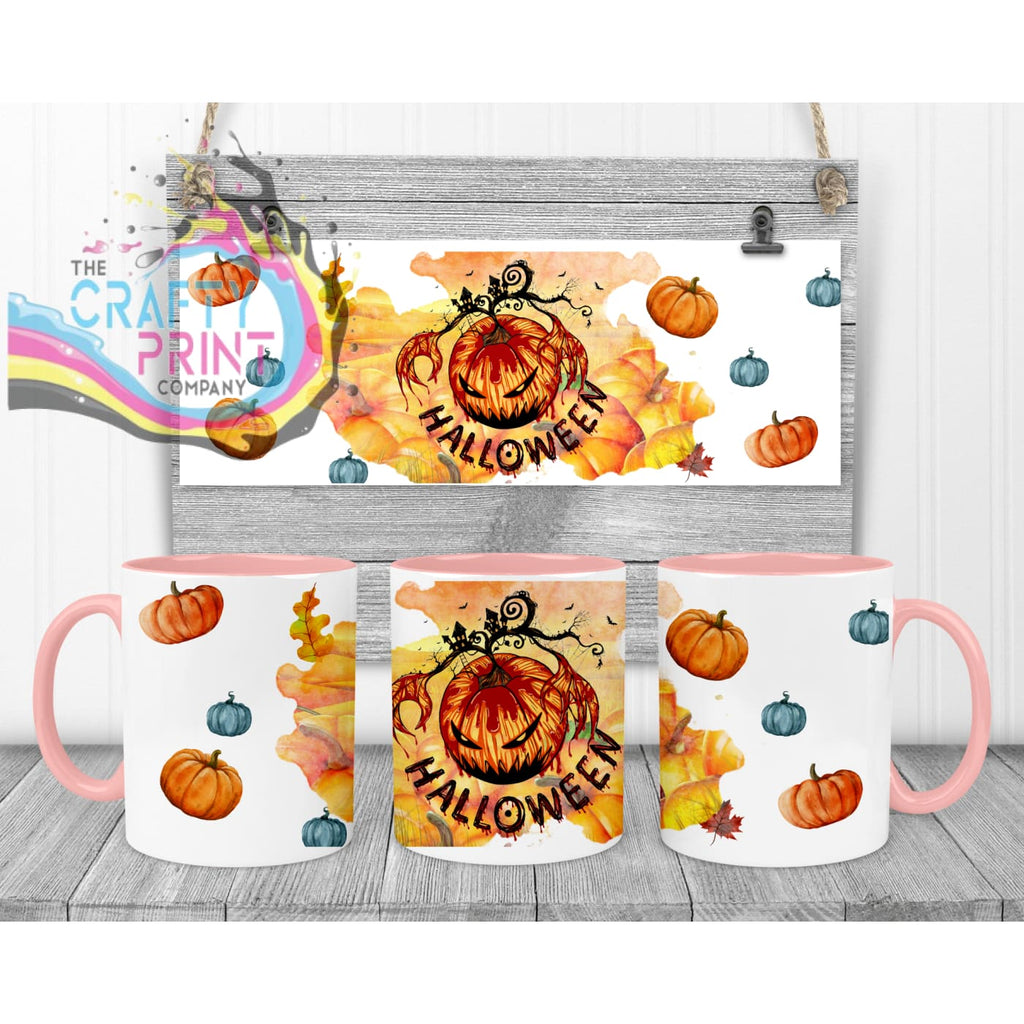 Halloween Pumpkin Mug - Pink Handle & Inner - Mugs