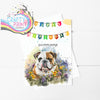 Happy Birthday Bunting English Bulldog Flowers A5 Card