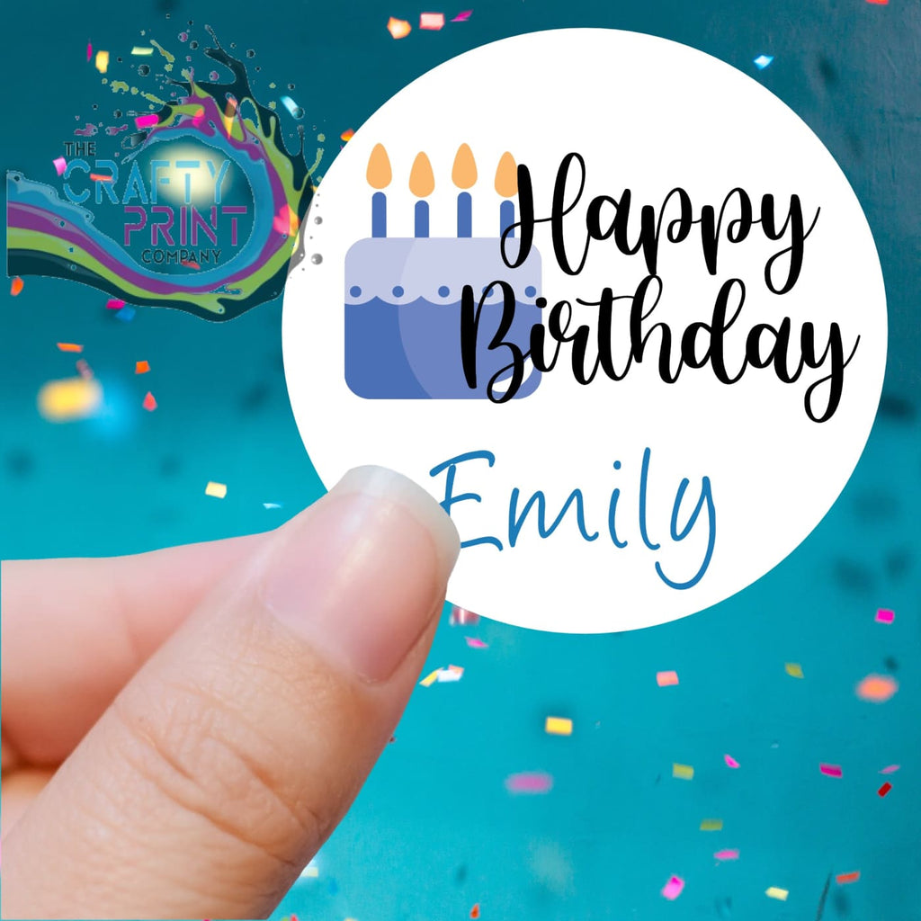 Happy Birthday Cake Design Printed Sticker - X Small 25mm