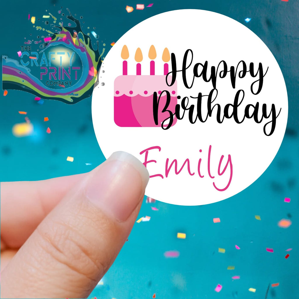 Happy Birthday Cake Design Printed Sticker - X Small 25mm