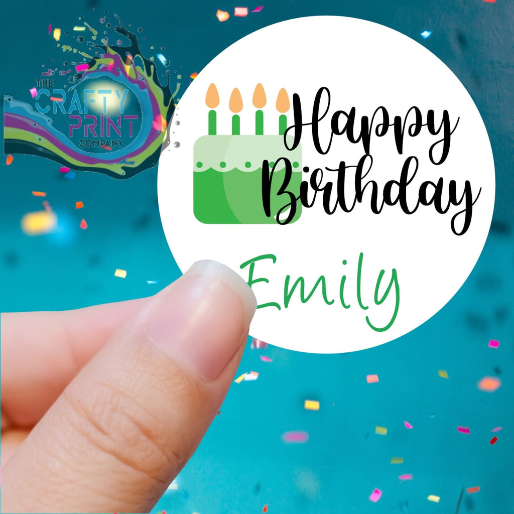 Happy Birthday Cake Design Printed Sticker - X Small 25mm