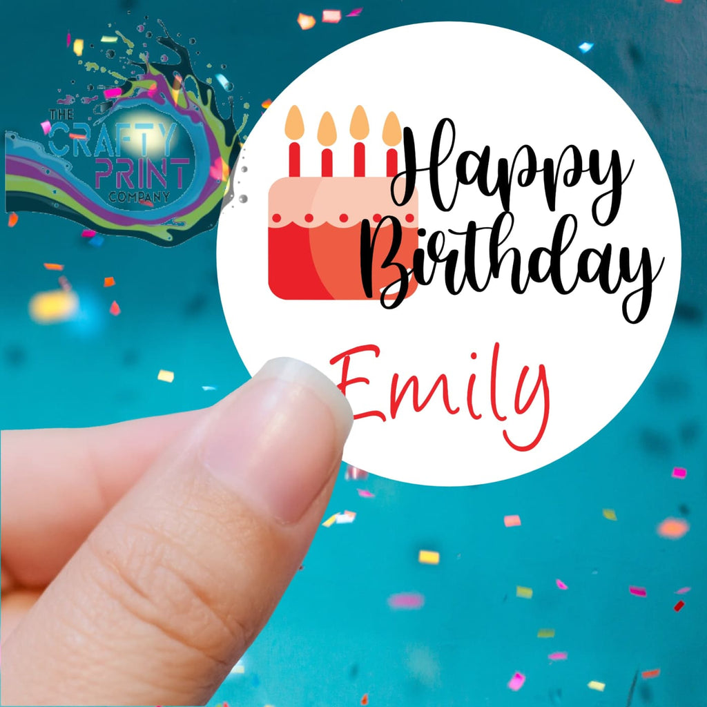 Happy Birthday Cake Design Printed Sticker - X Small 25mm