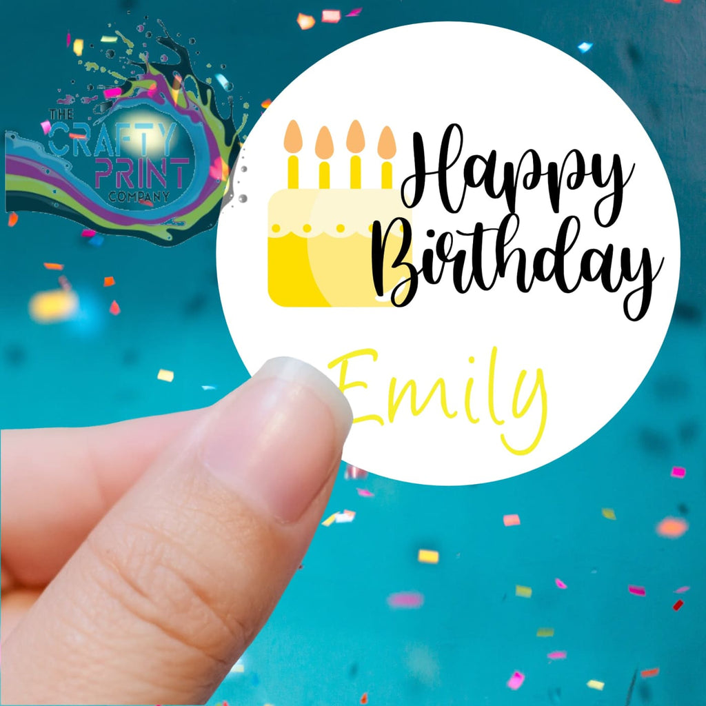 Happy Birthday Cake Design Printed Sticker - X Small 25mm