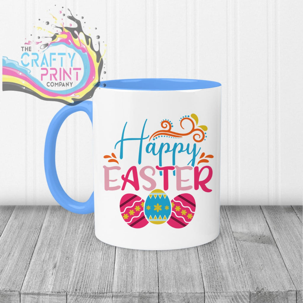 Happy Easter Mug - Blue Handle & Inner - Mugs