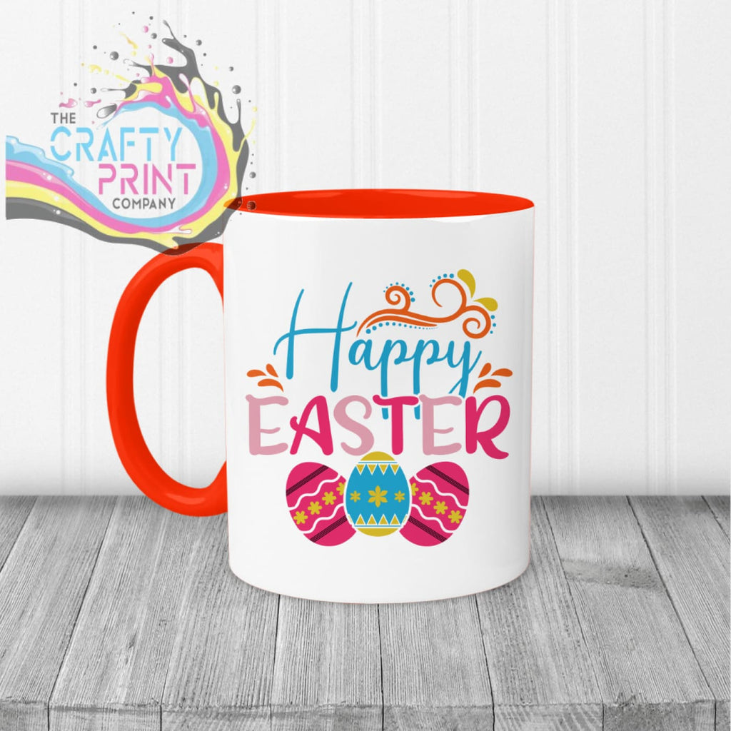 Happy Easter Mug - Red Handle & Inner - Mugs