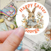 Happy Easter Personalised Bunny Flowers Printed Sticker