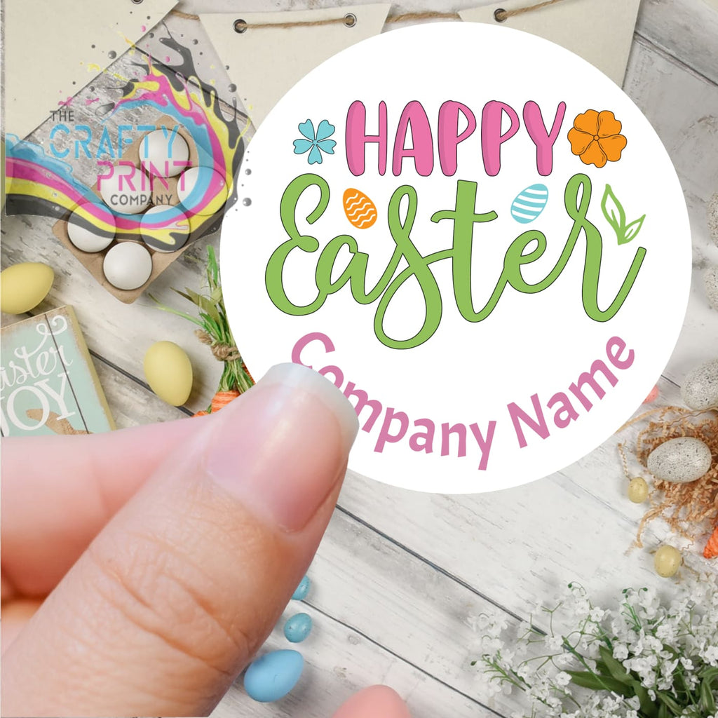 Happy Easter Personalised Company Name Printed Sticker