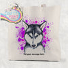 Husky Paint Splatter Personalised Cotton Tote Bag - Pink