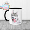 Husky Tongue Out Mug - Black Handle & Inner - Mugs