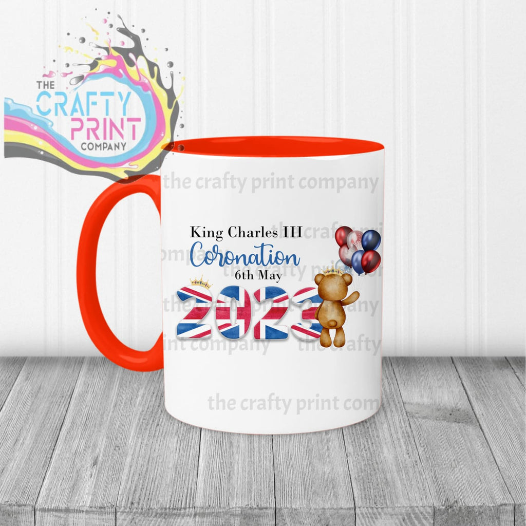 King Charles III Coronation 2023 Balloon Mug - Red Handle &