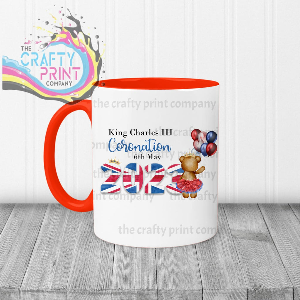 King Charles III Coronation 2023 Balloon Mug - Red Handle &