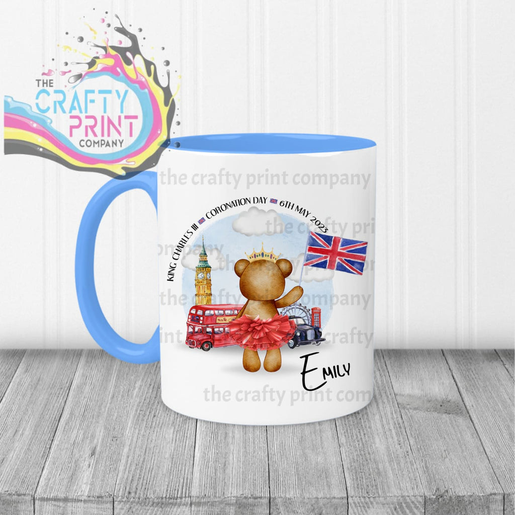 King Charles III Coronation 2023 Teddy Mug - Blue Handle &