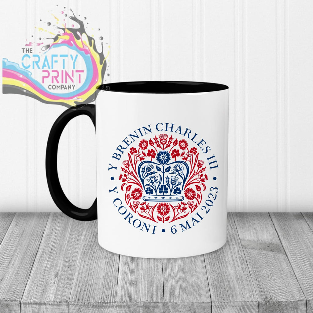 Official King Charles III Coronation Logo Mug - Black