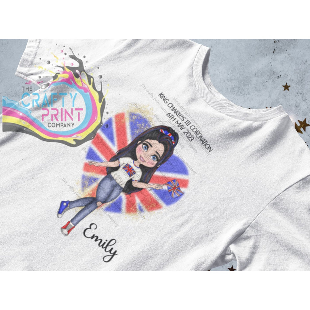 Kings Coronation Girl with Heart T-shirt Personalised