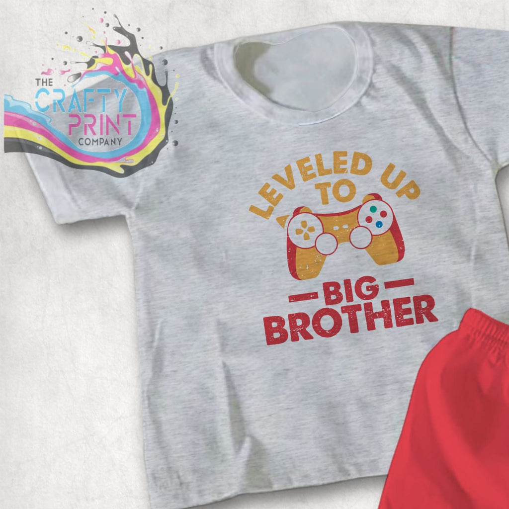 Leveled up to Big Brother T-shirt - Grey - Shirts & Tops