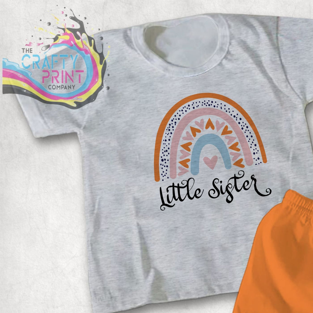 Little Sister Rainbow Children’s T-shirt - Grey - Shirts