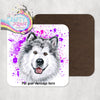 Malamute Paint Splatter Personalised Coaster - Pink