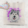 Malamute Paint Splatter Personalised Cotton Tote Bag - Pink