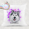 Malamute Paint Splatter Personalised Cushion - Pink