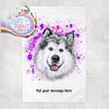 Malamute Paint Splatter Personalised Tea Towel - Pink