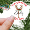 Merry Christmas Reindeer Antler Printed Sticker