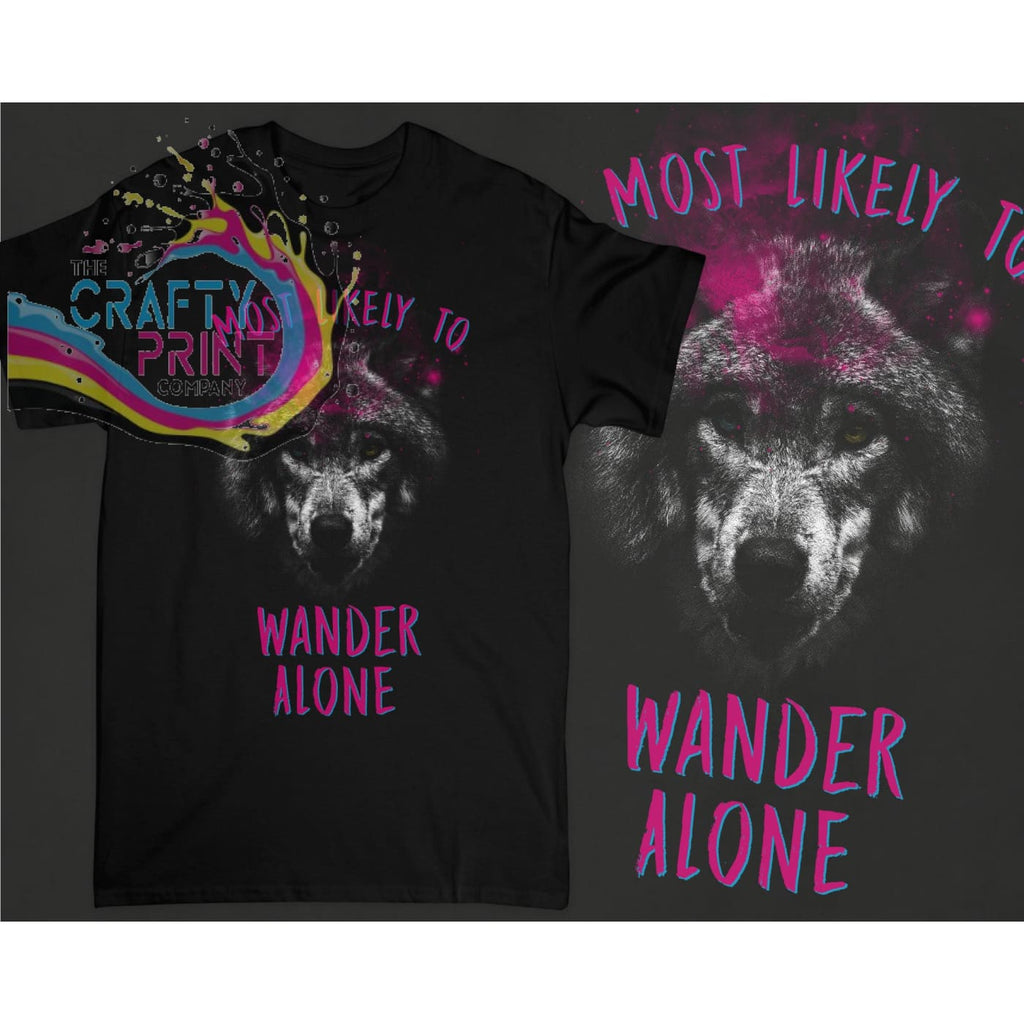 Most Likely to Wonder Alone Wolf T-shirt - Black - Shirts &