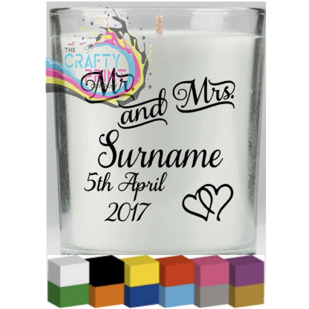 Mr & Mrs Personalised Candle Decal Vinyl Sticker