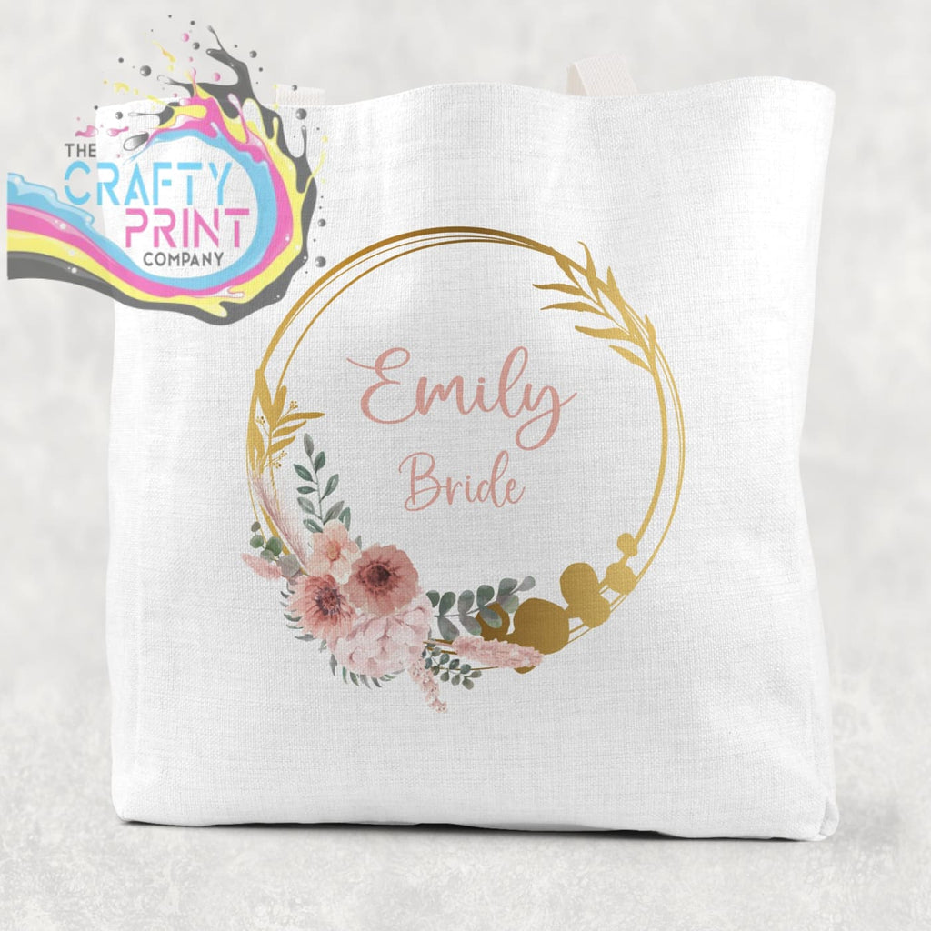 Name / Role Wedding Blush Flower Cotton Tote Bag - White